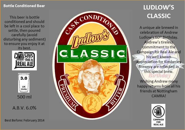 Bottle Lable for Andrew's 60th Birthday in 2013